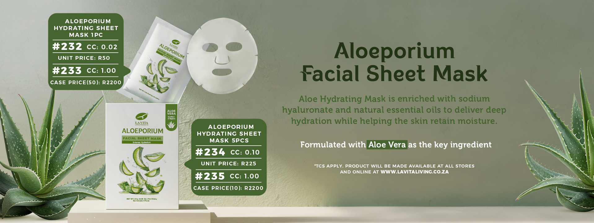 Aloeporium Hydrating Sheet Mask: Restore Moisture and Reveal Radiant Skin |  La Vita Living Products